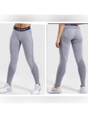 GYMSHARK Flex Classic Legging in Grey with Logo Band Tights Size XS